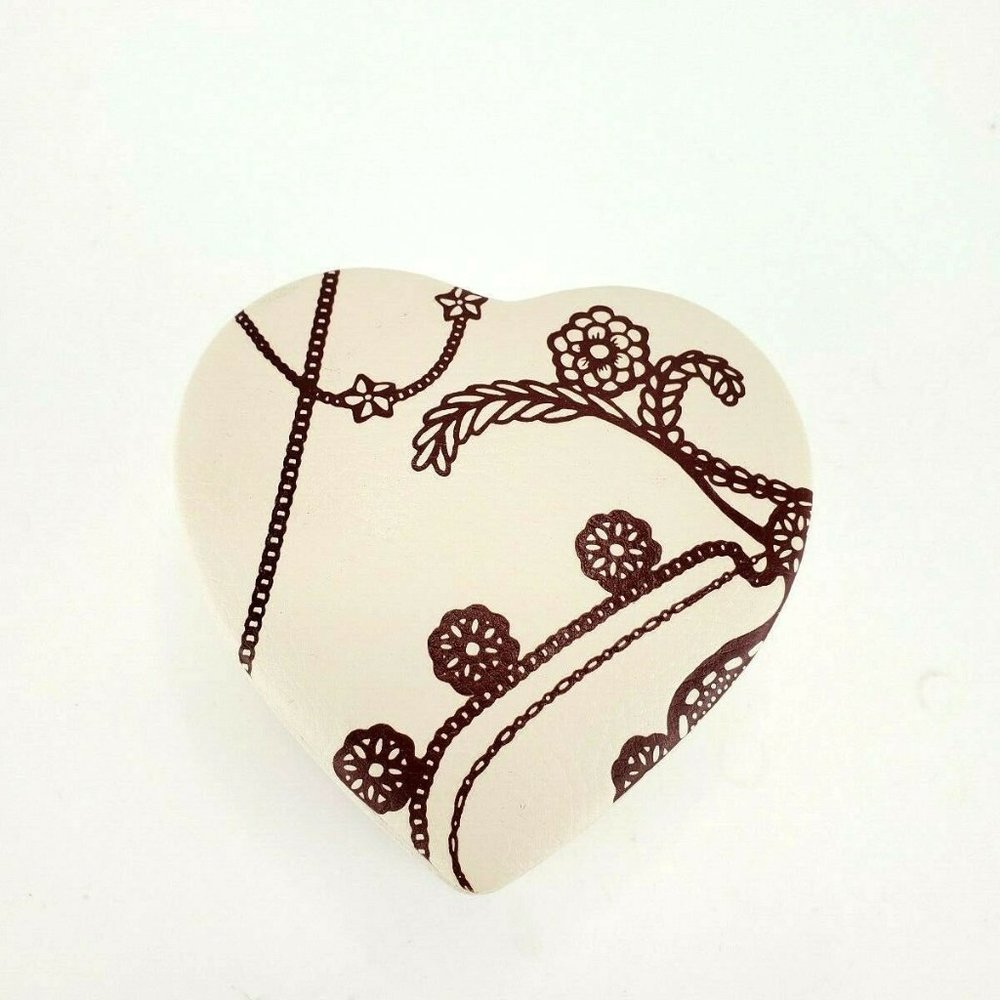 PANDORA HEART SHAPED JEWELRY CHARM TRINKET BOX 2 TIERED SWIVEL GENUINE LEATHER